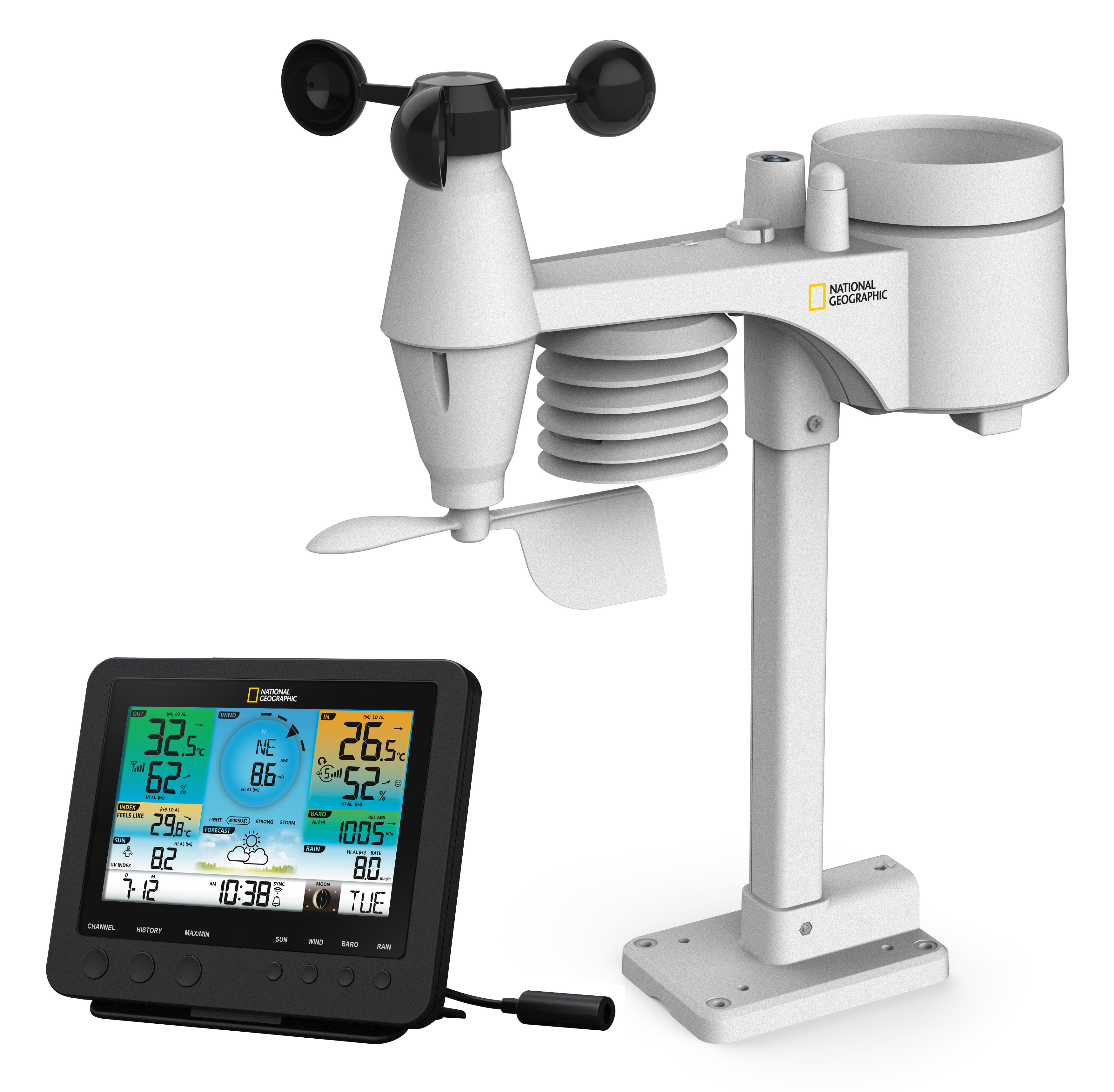 NATIONAL GEOGRAPHIC WLAN Farbwetterstation mit 7-in-1 Profi-Sensor (Refurbished)