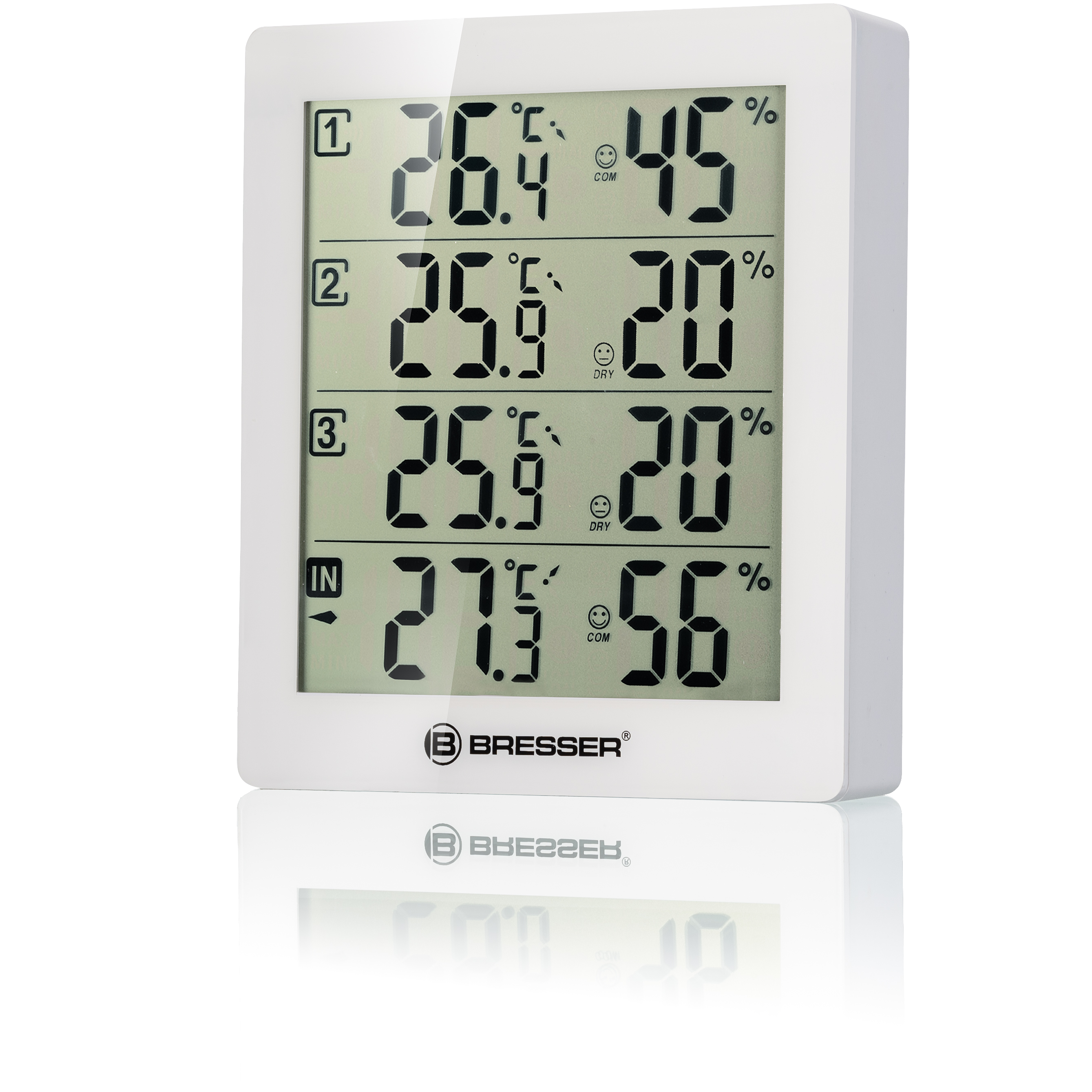 BRESSER ClimaTrend Hygro Quadro - Thermo- und Hygrometer mit 4 unabhängigen Messdaten (Refurbished)