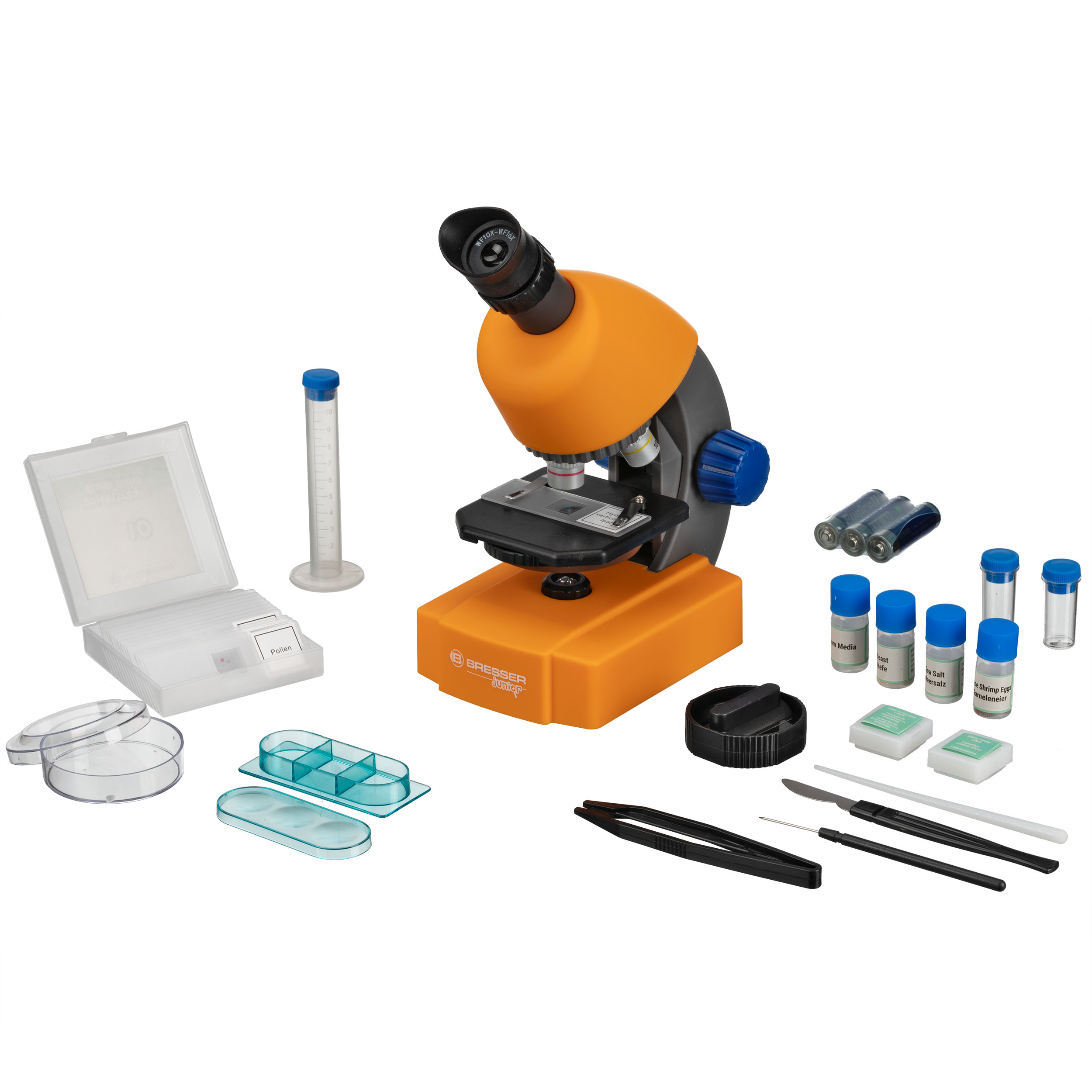 BRESSER JUNIOR Microscopio 40x-640x con complementos y maleta de transporte