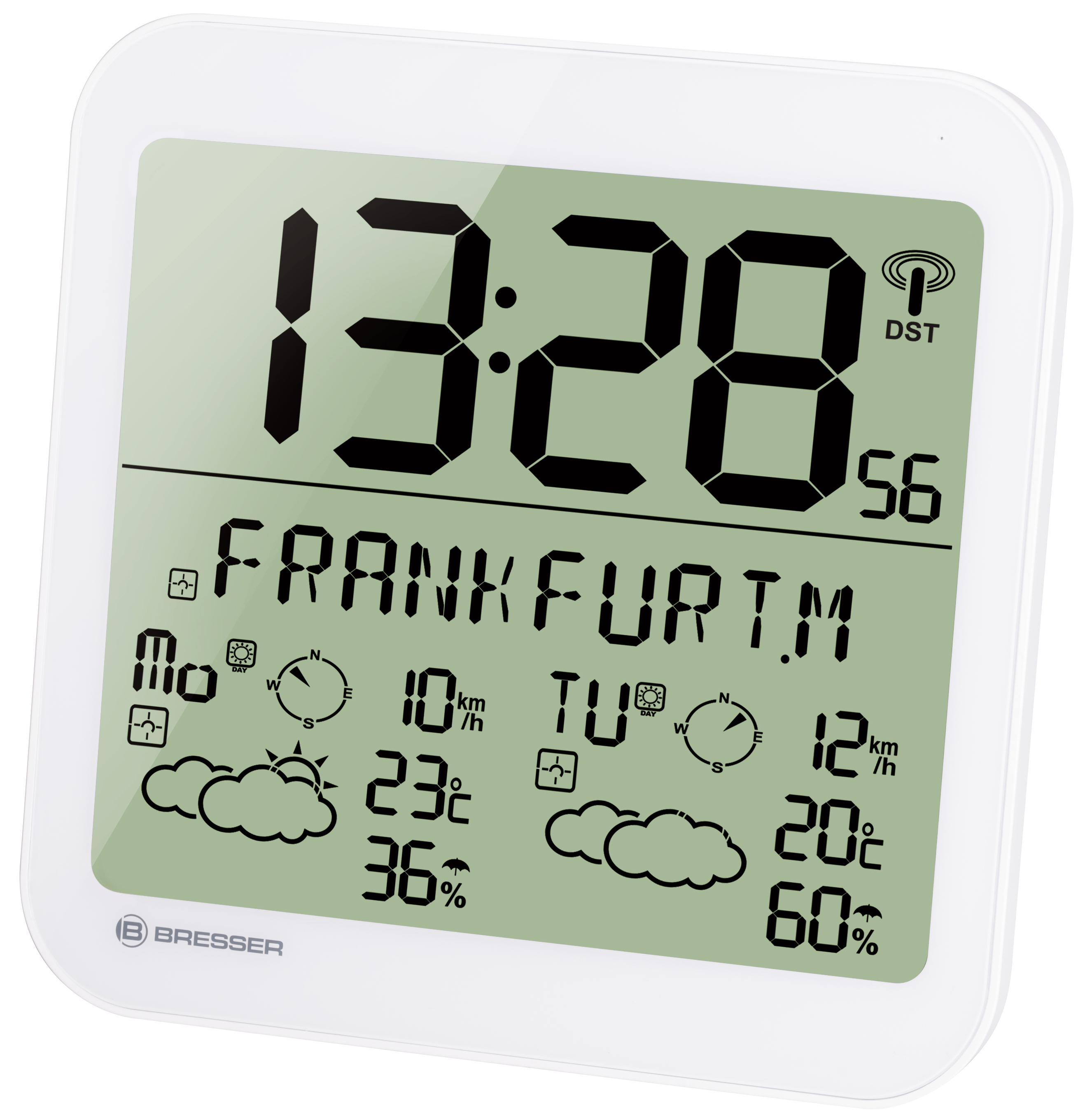 BRESSER MyTime Meteotime reloj de pared con información meteorológica LCD