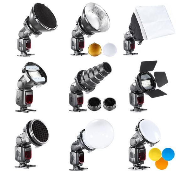 BRESSER BR-SET7 Juego 7 Piezas de Modificadores de Luz para Flashes compactos