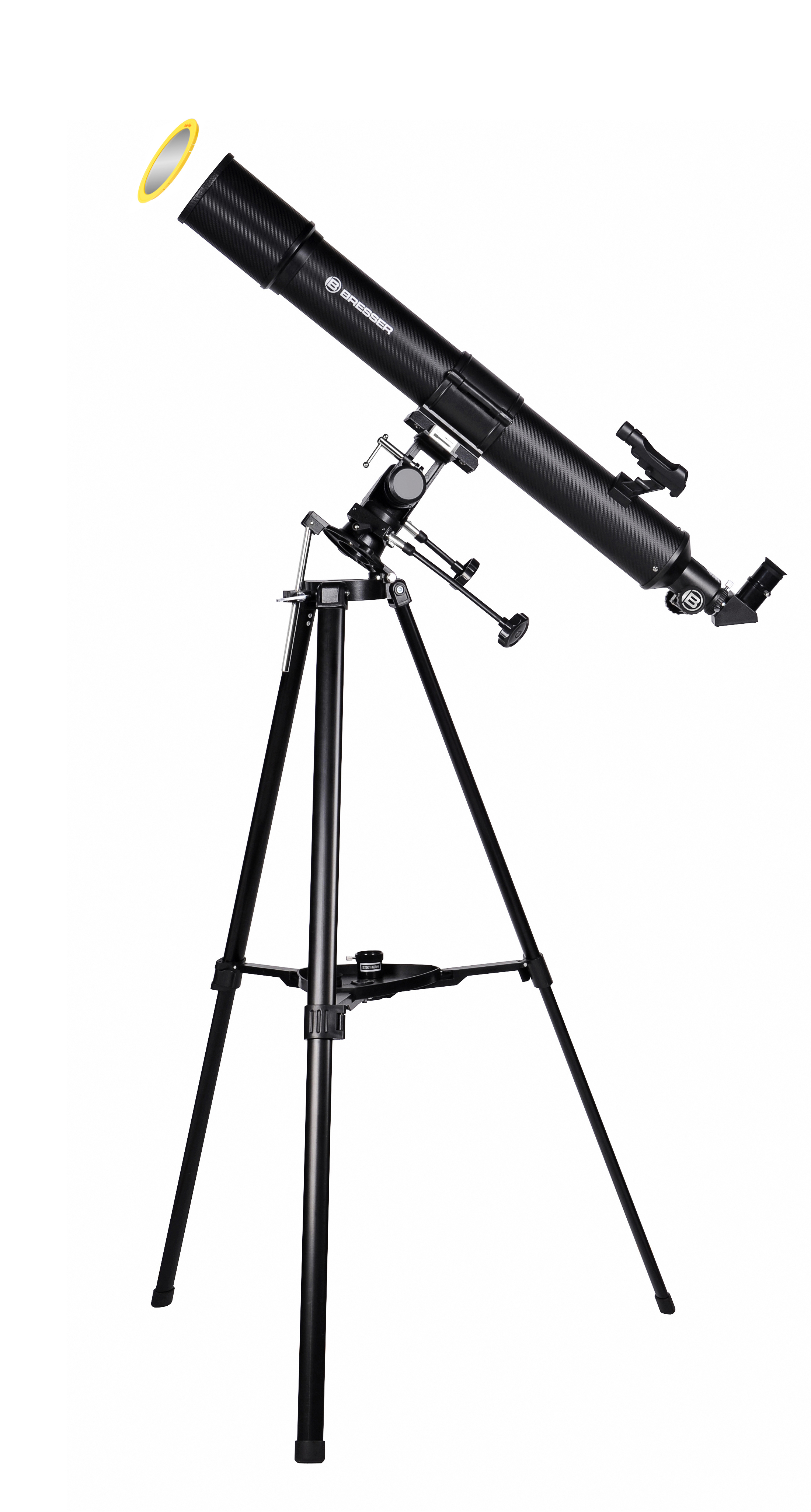 BRESSER Taurus 90/900 MPM - Telescopio refractor con Adaptador de Cámara de Smartphone