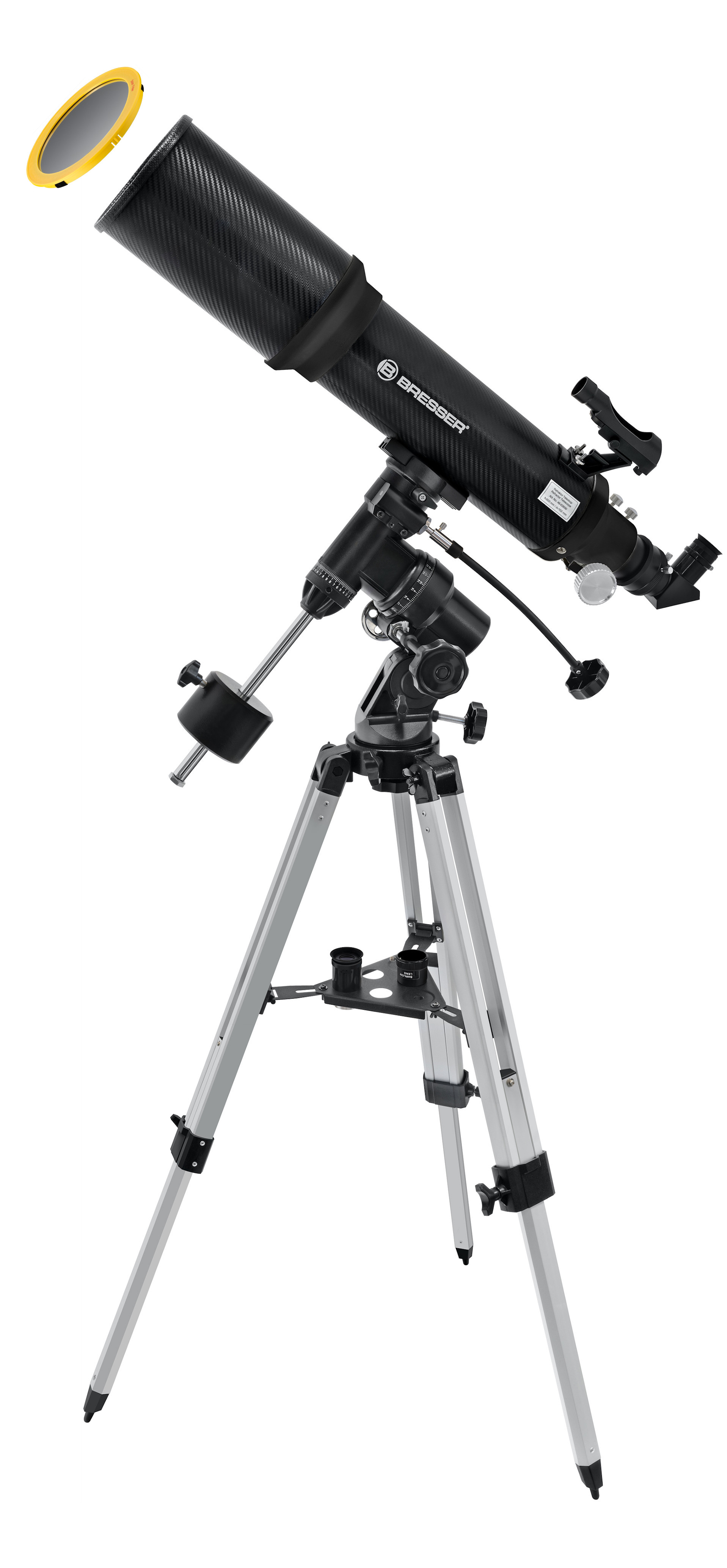 Telescopio refractor BRESSER Polaris-II 102/600 EQ3  con adaptador para smartphone y filtro solar