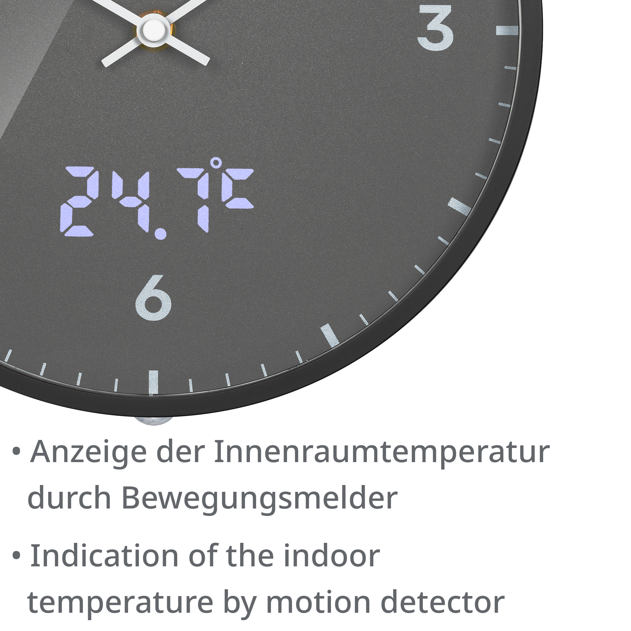 Reloj de pared de 24 cm con indicador de temperatura BRESSER MyTime LEDsec