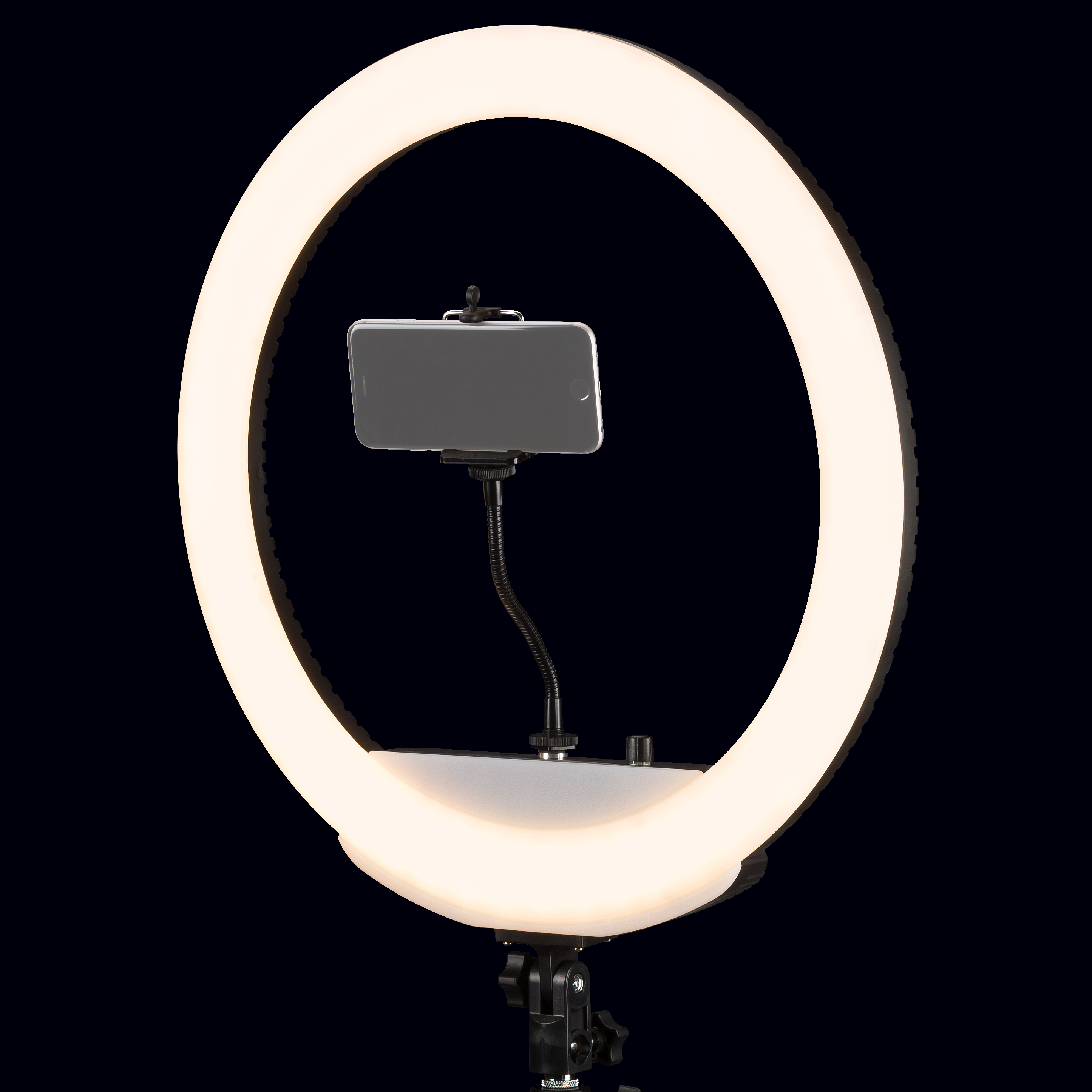 BRESSER MM-26AB Bi-Color LEd Ring Light 48W regulable con soporte para smartphone y disparador remoto