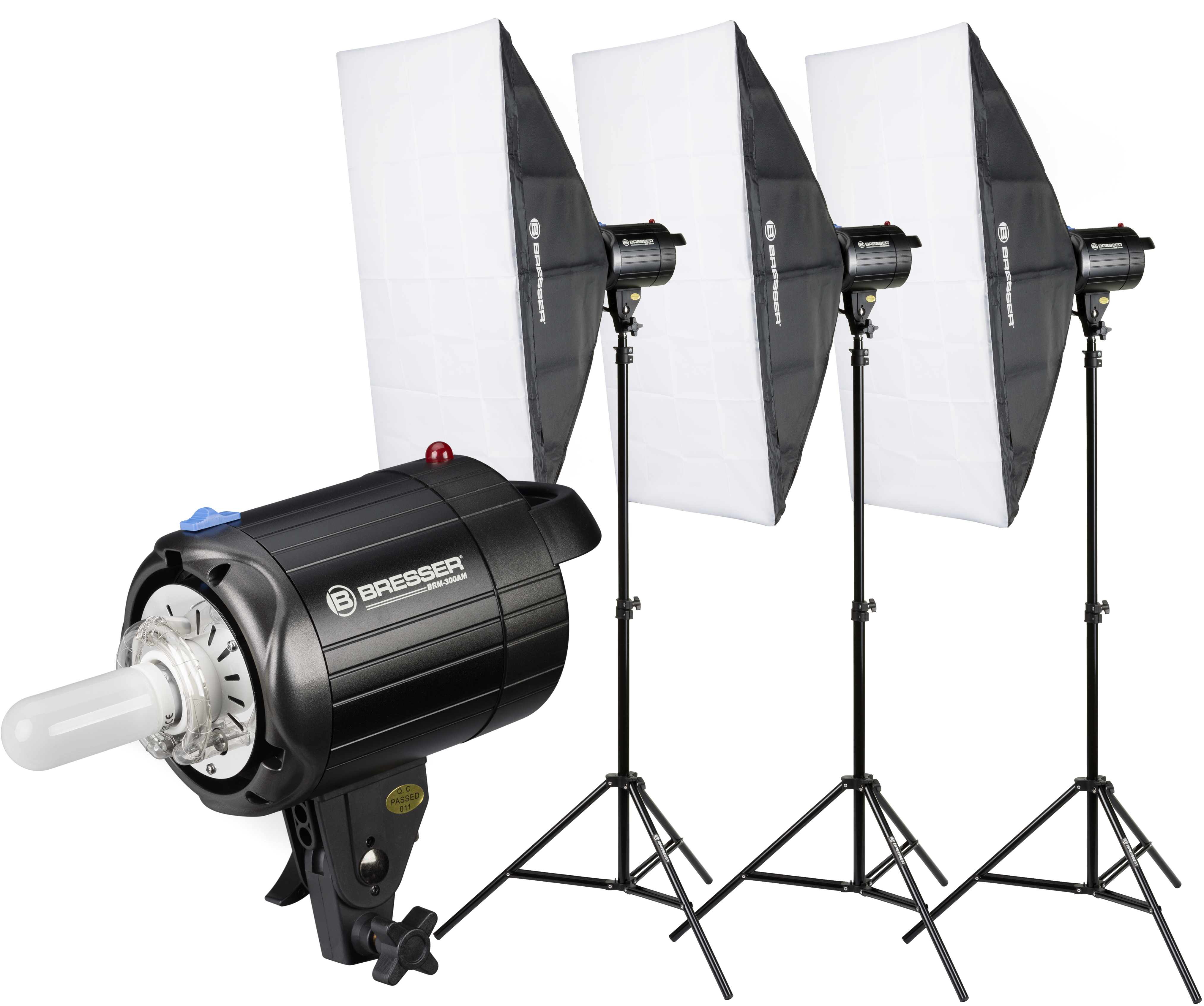 Juego de 3 flashes de estudio de 300 W BRESSER BRM-300AM